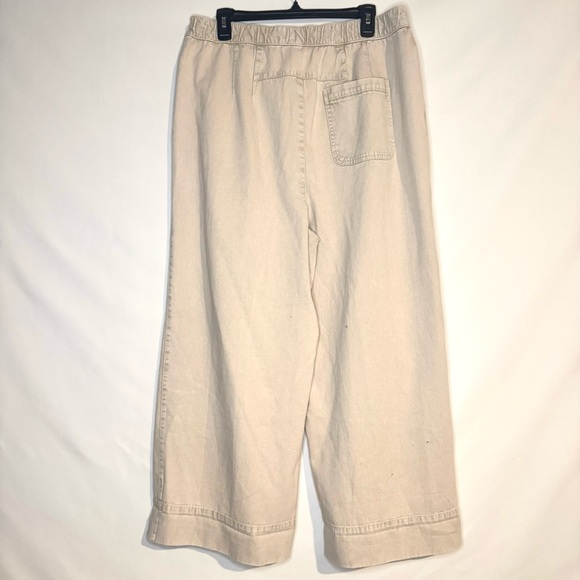 Free People Wide-Leg After Love Cuff  Cropped Pant in Sandshell Size Large - Picture 10 of 14